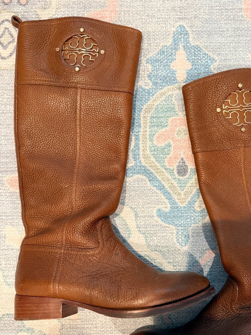 🐎 Tory Burch Amanda Pebbled Leather Riding Boots — Size 6.5